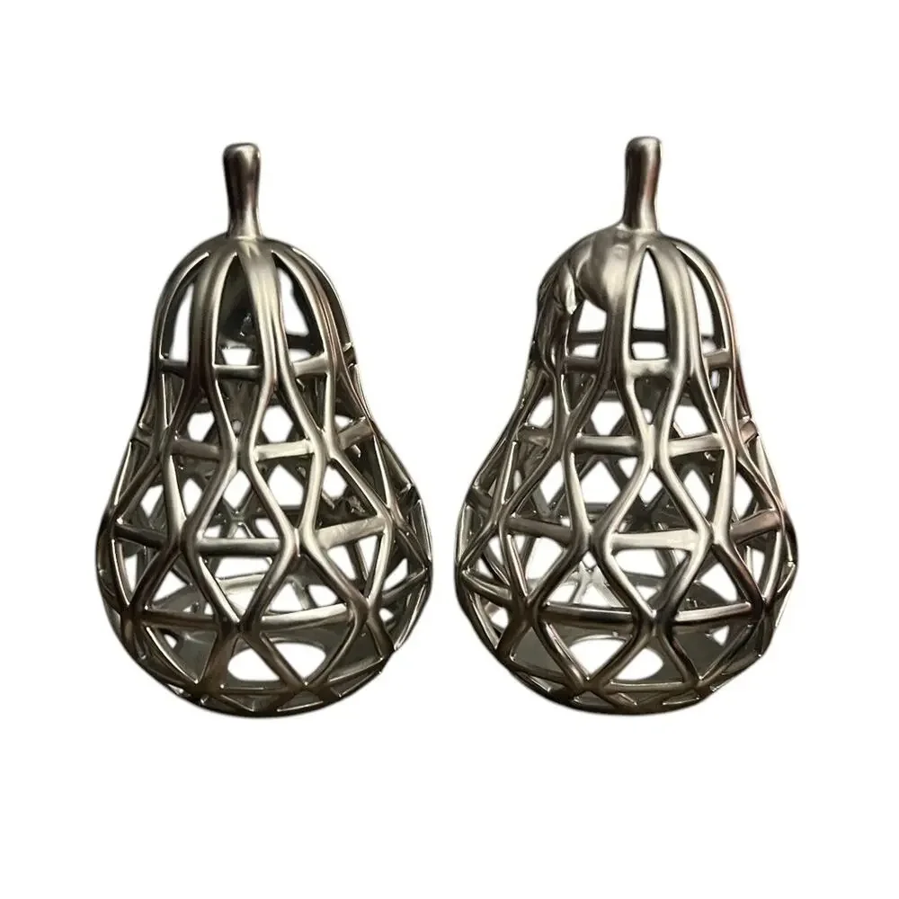 Pottery Barn Metalwork Pears Decorative Fruit Decor Matte Nickel Cutout 9”